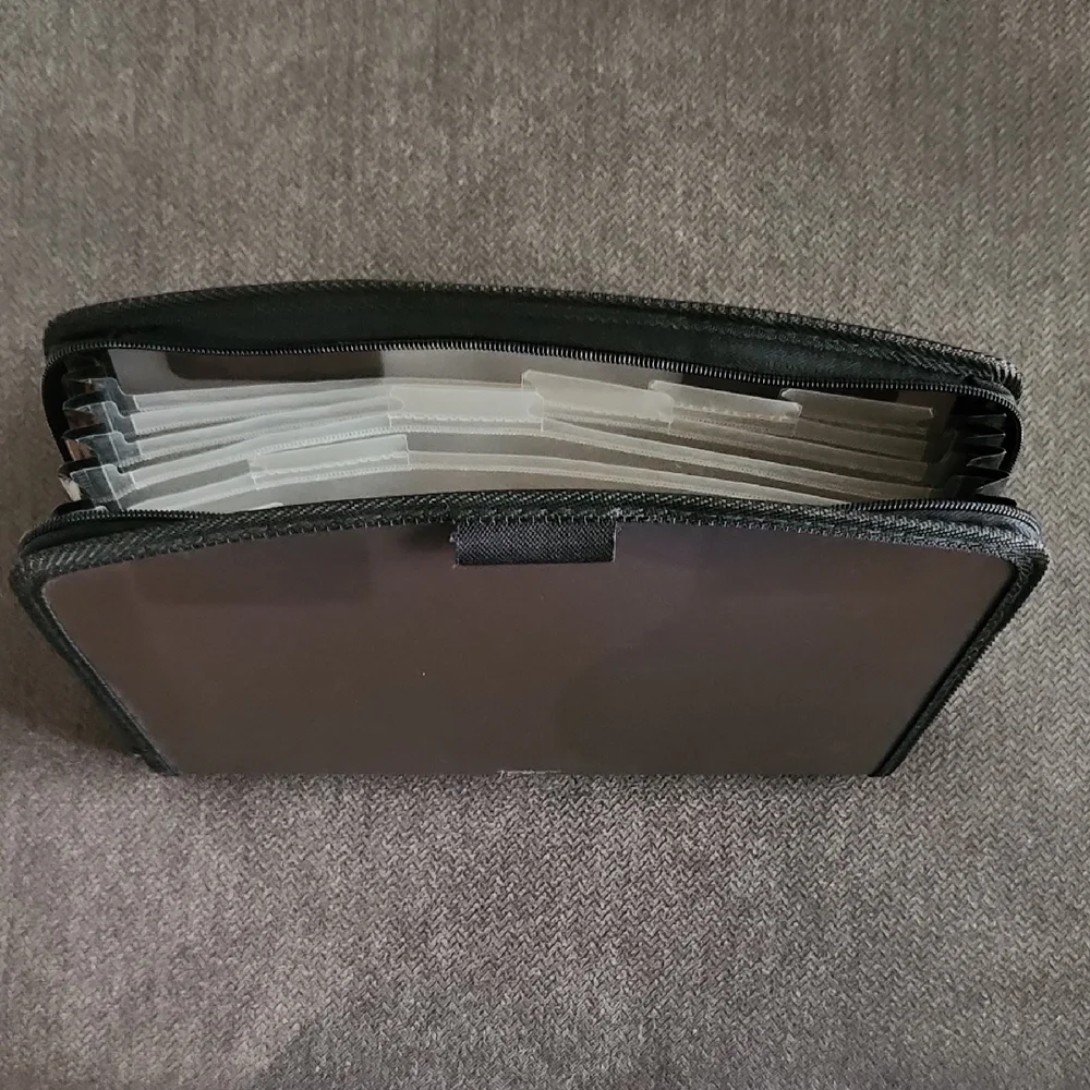 NWOT Globe-Weis Brown and black zippered file folder/folio w tabbed dividers OS - Picture 4 of 5